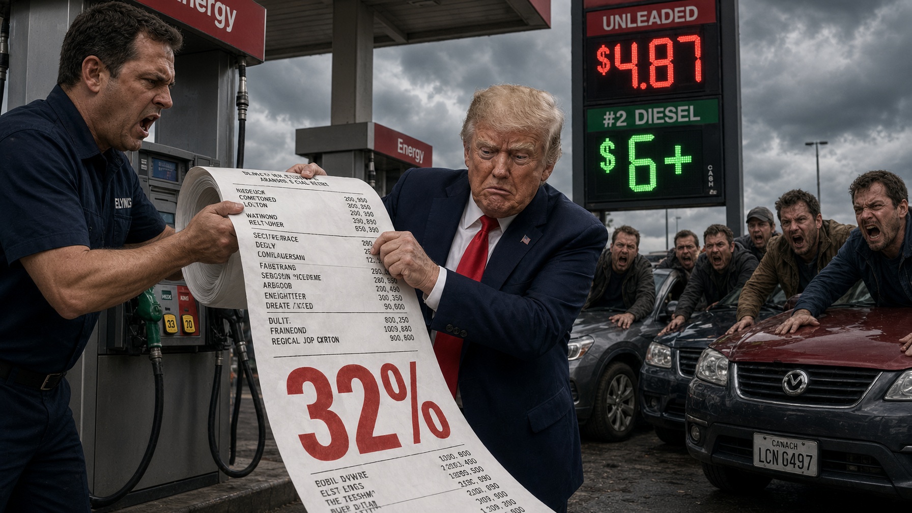 32 százalék: a számla, amelyet a benzinkútnál nyújtottak be Trumpnak thumbnail